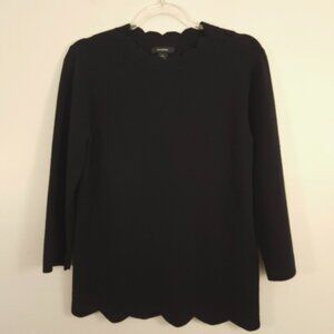 Halogen Black Knit 3/4 Sleeve Small Petite SP Cotton blend